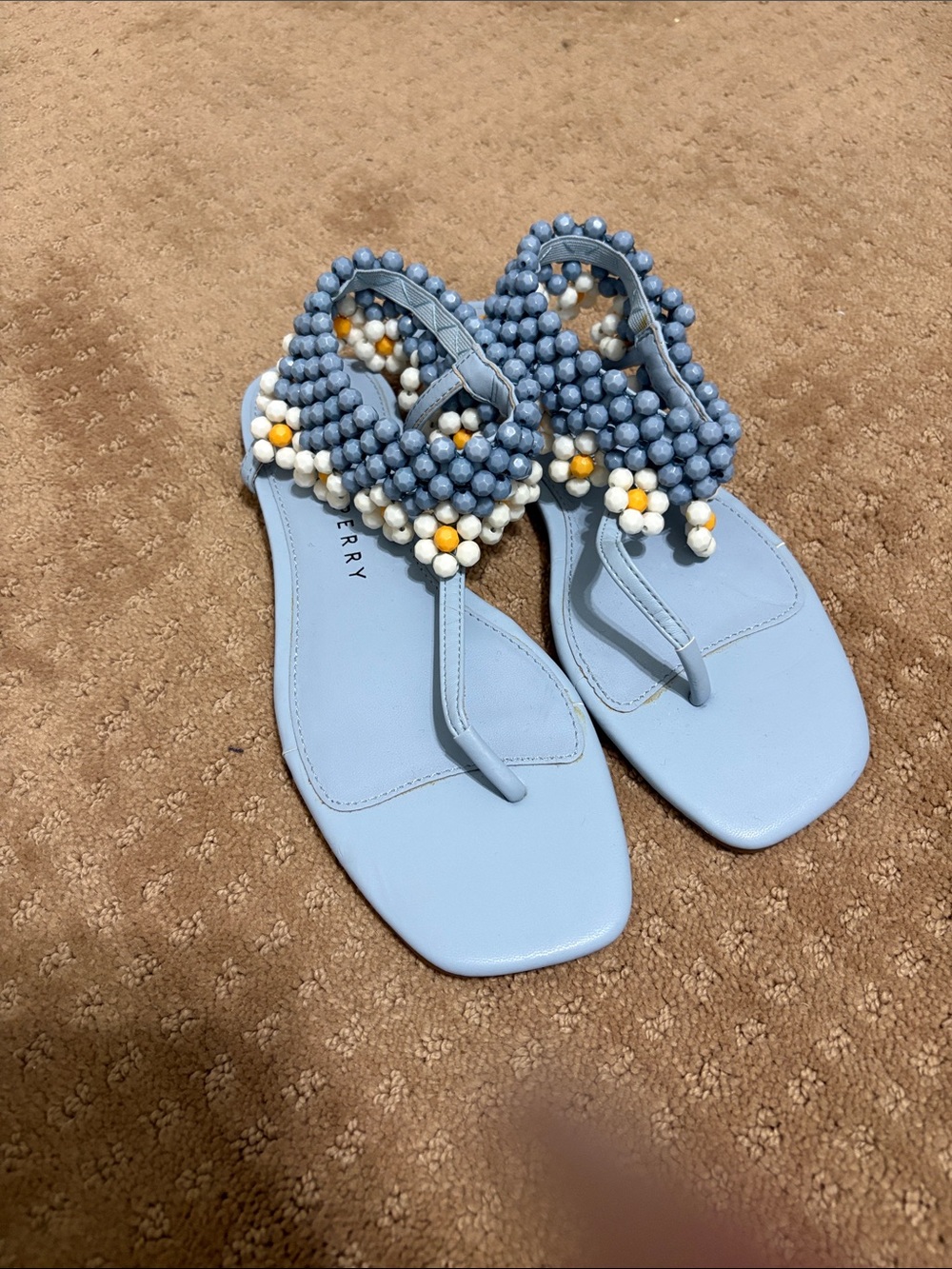 Katy Perry Collections Light Blue Beaded Toe-Loop Sandals